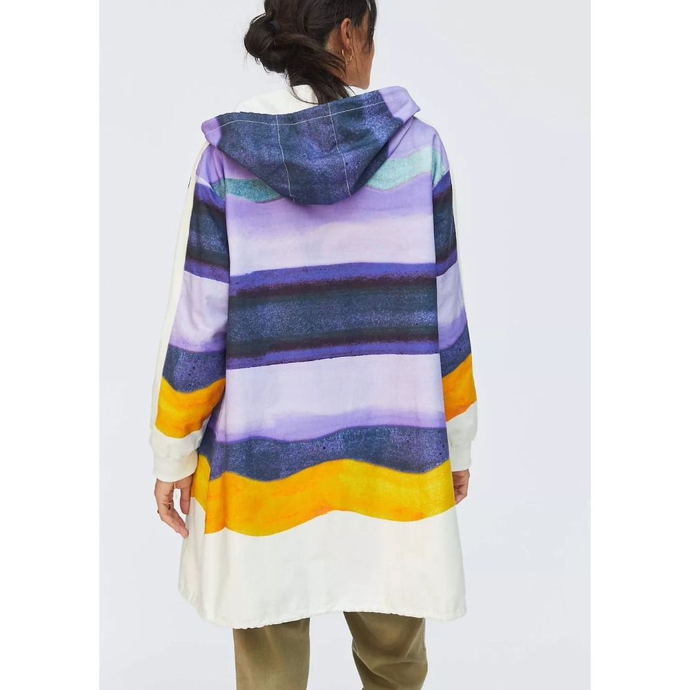MAEVE x ANTHROPOLOGIE Longline Striped Hooded Windbreaker Jacket - Picture 2 of 14